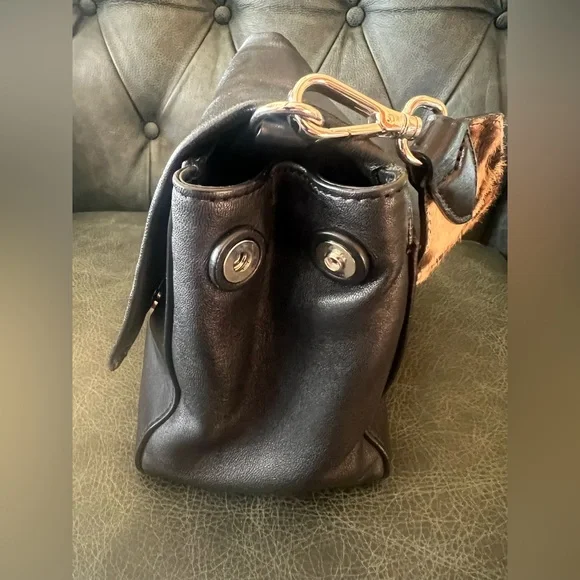 MaxMara Shoulder Bag Napa Leather Animal Print Black Small - Picture 5 of 16